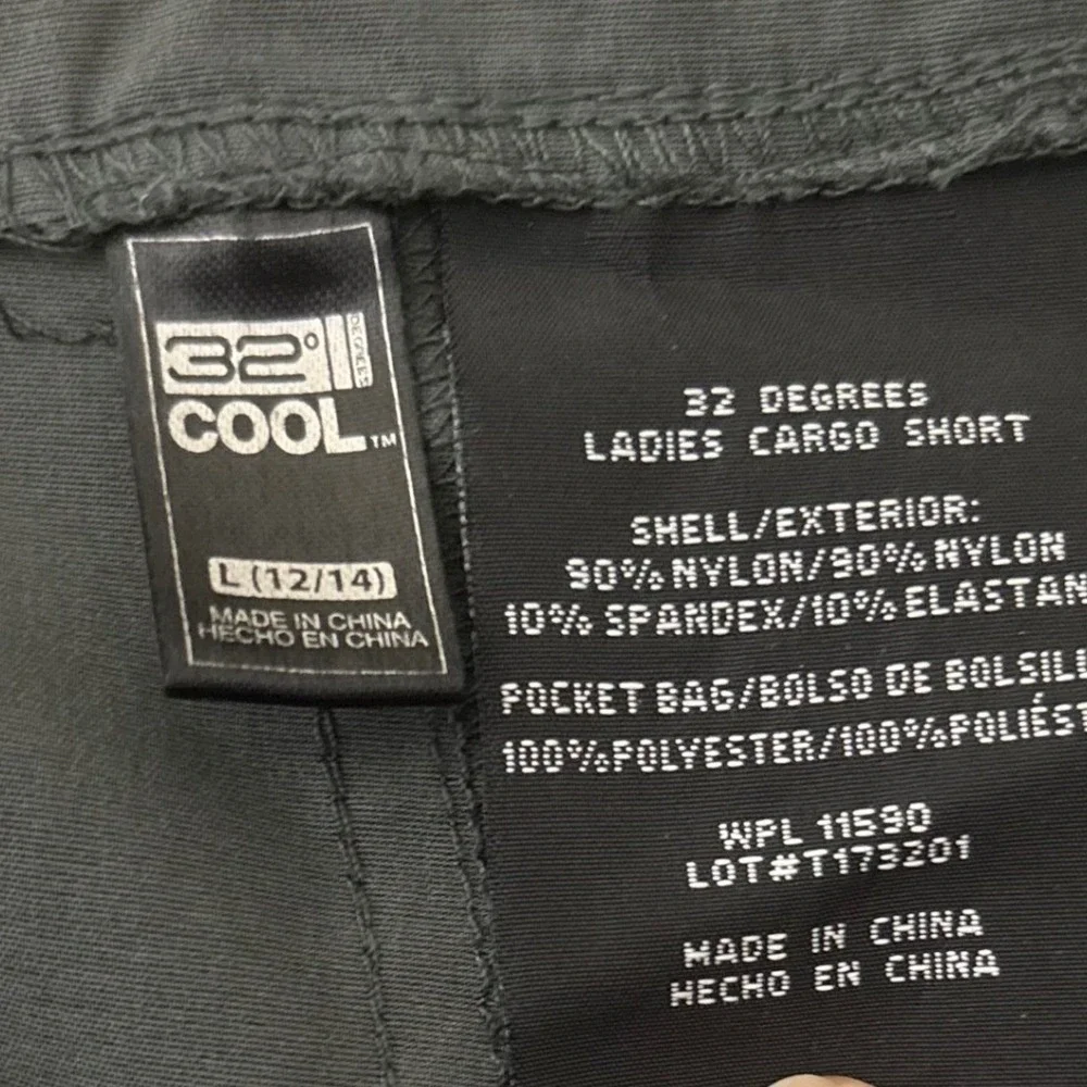 32 Degrees Cargo Shorts Men L 36 Green Nylon Stretch Hiking Outdoor Athletic